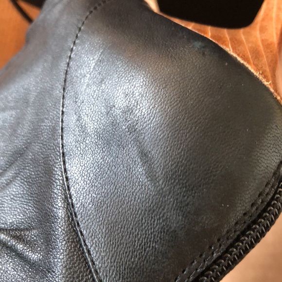 Great Condition BCBGMaxAzria Open Toe Black Leather Heeled Boots (Size 7) - Picture 12 of 12